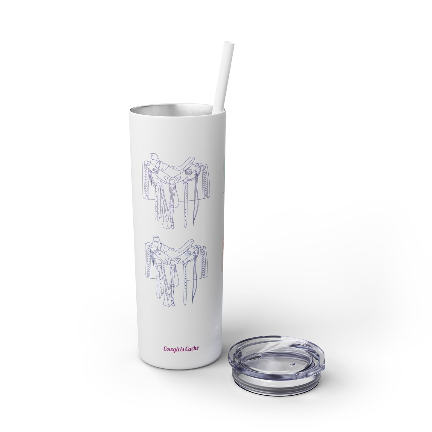 Western Saddle, Skinny Tumbler with Straw, 20oz