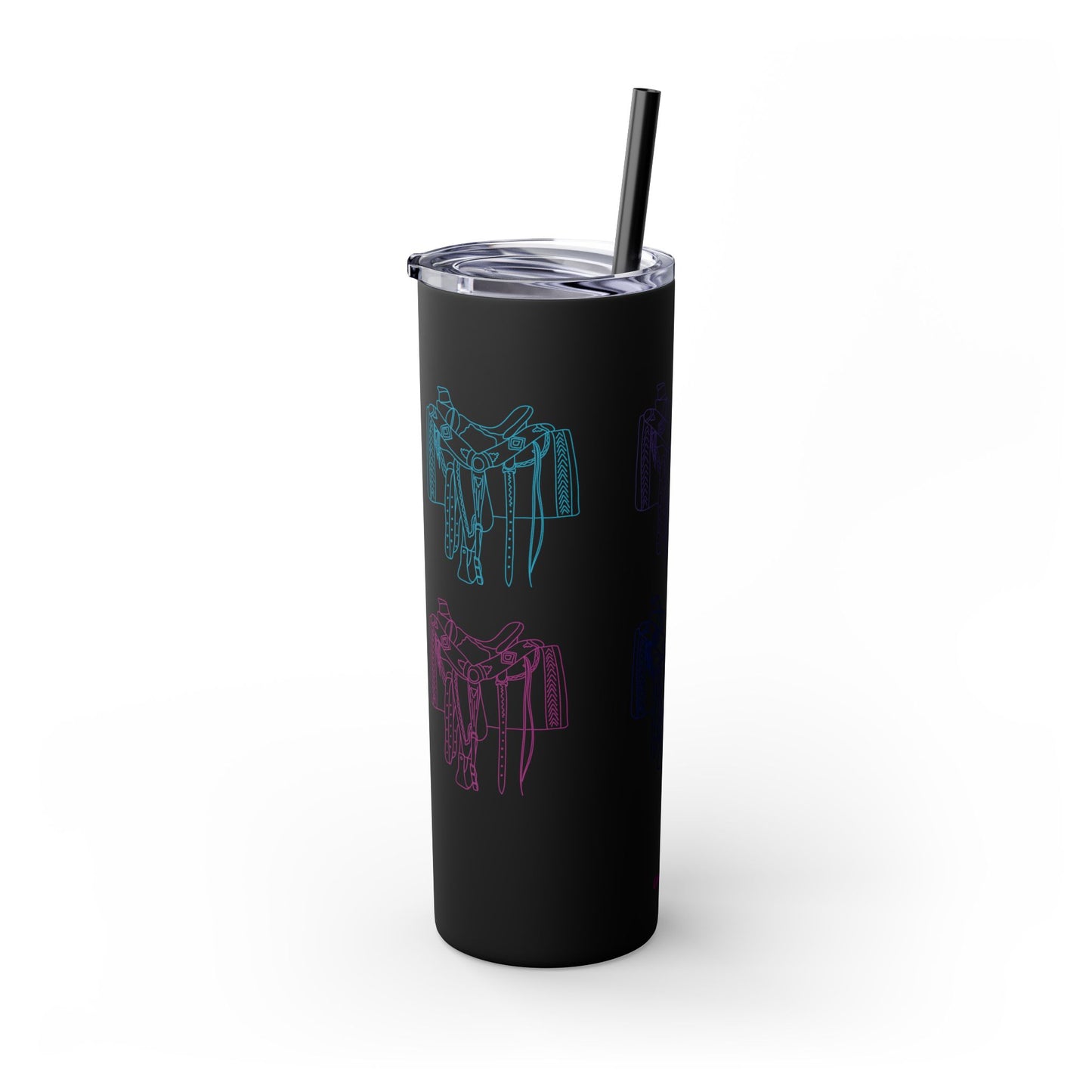 Western Saddle, Skinny Tumbler with Straw, 20oz