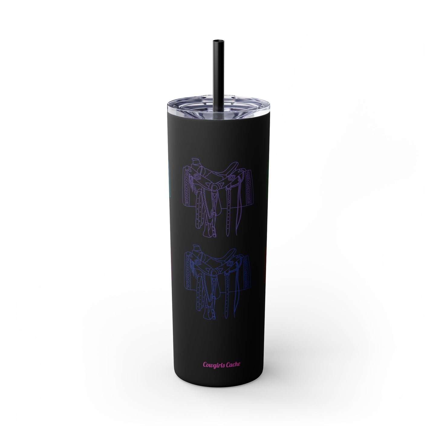 Western Saddle, Skinny Tumbler with Straw, 20oz