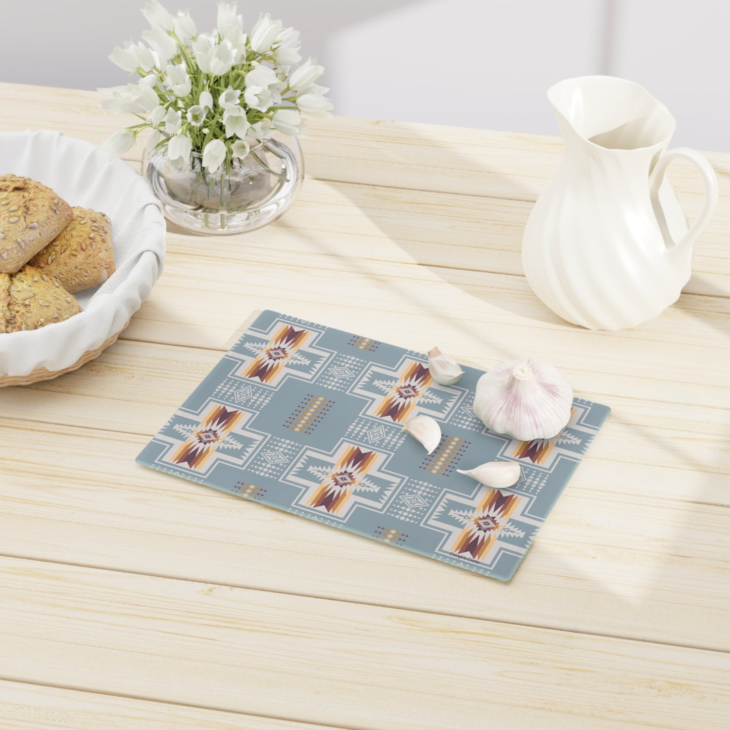 Glass Cutting Board - Native American Print