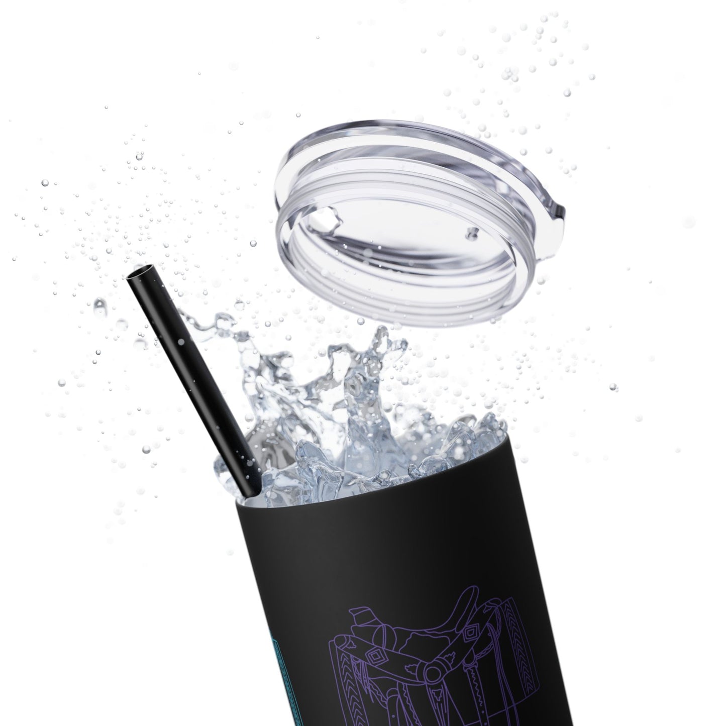 Western Saddle, Skinny Tumbler with Straw, 20oz
