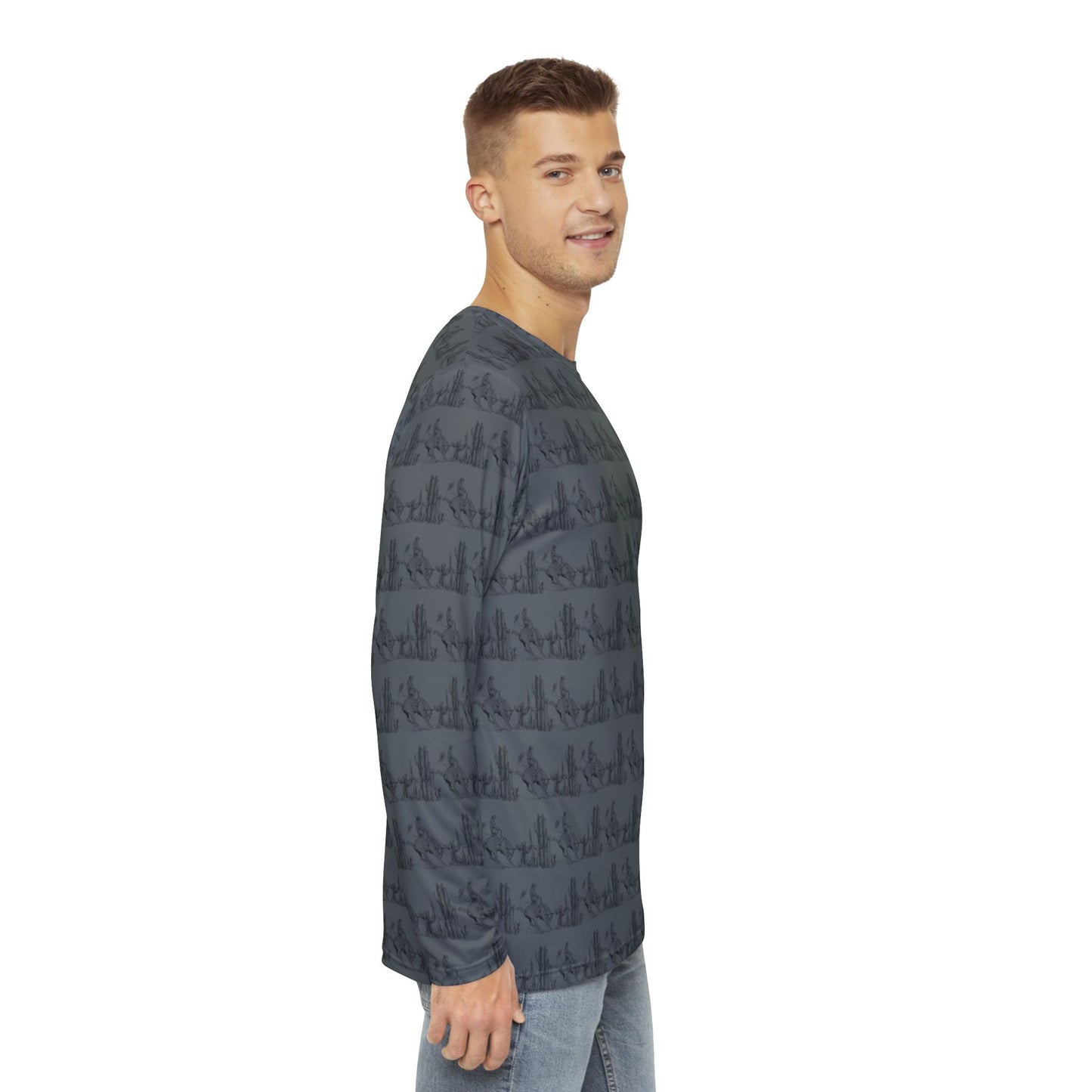Let'er Buck, Men's Long Sleeve Shirt (AOP)