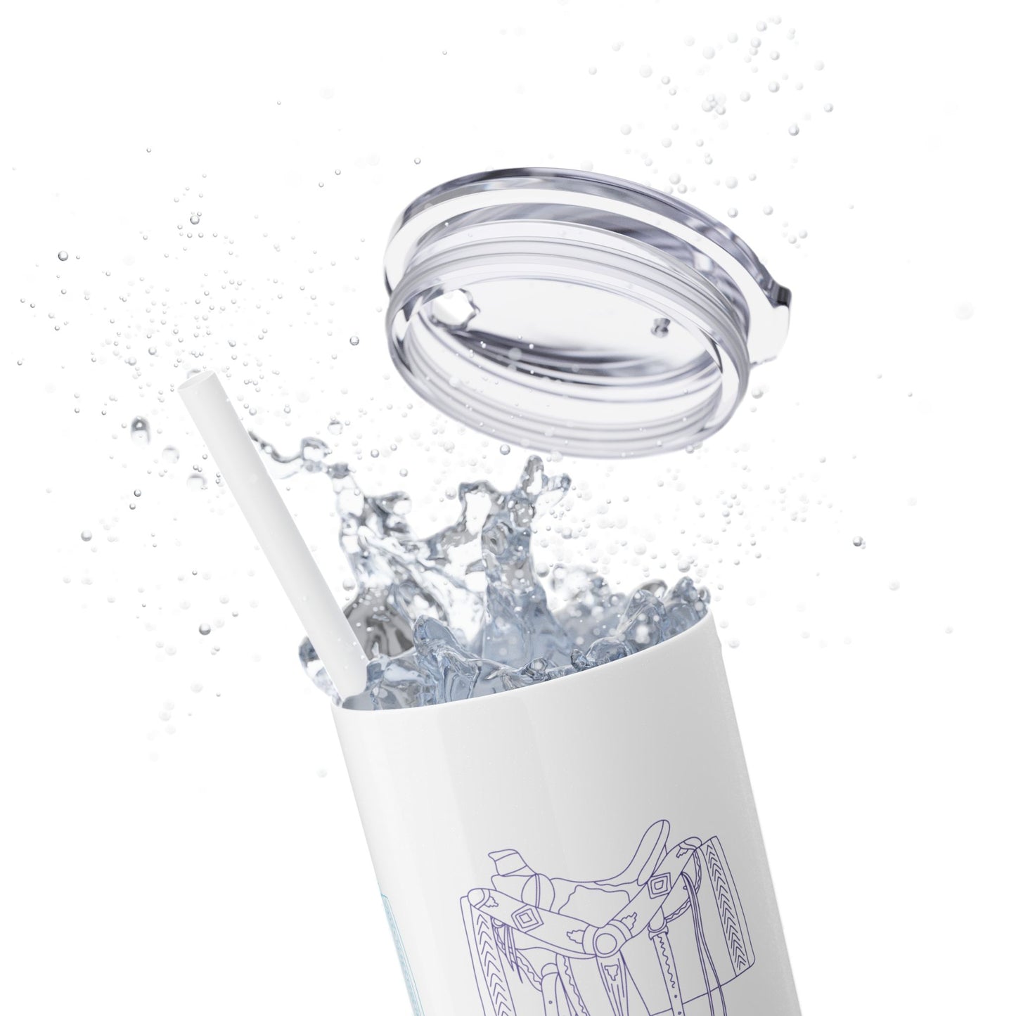 Western Saddle, Skinny Tumbler with Straw, 20oz
