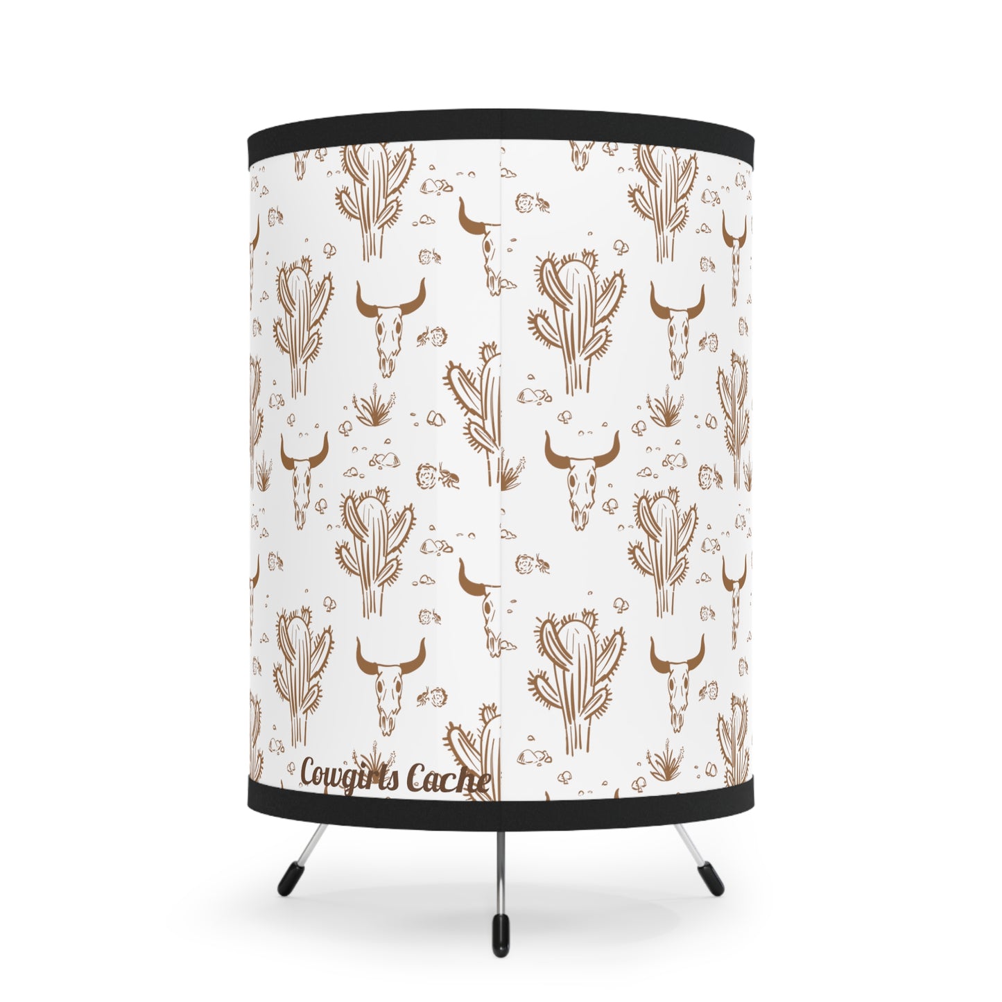 Longhorn Skull, Tripod Lamp with High-Res Printed Shade, US\CA plug