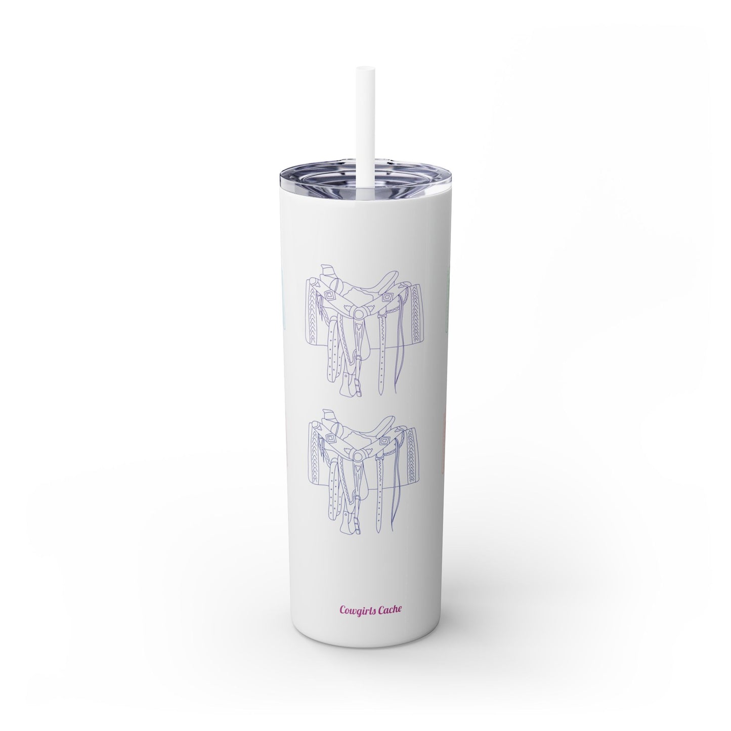 Western Saddle, Skinny Tumbler with Straw, 20oz