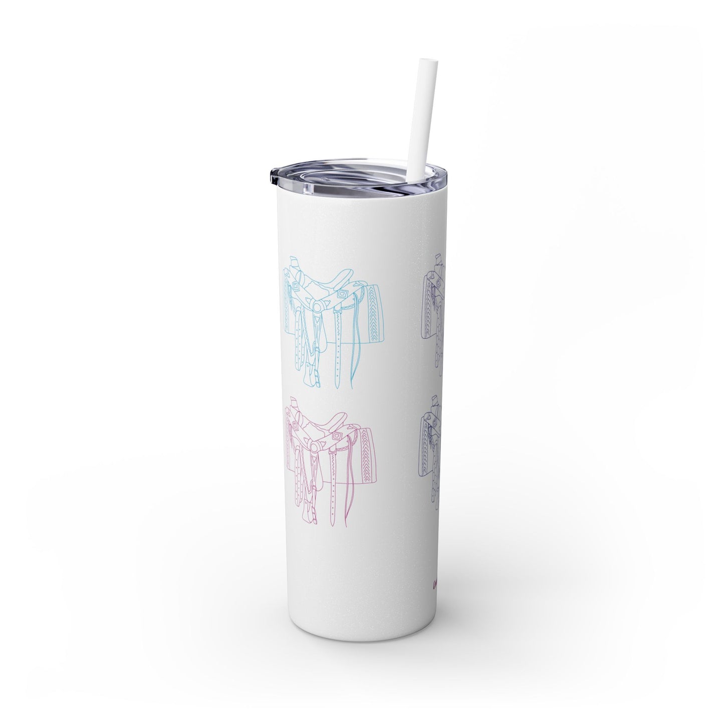 Western Saddle, Skinny Tumbler with Straw, 20oz