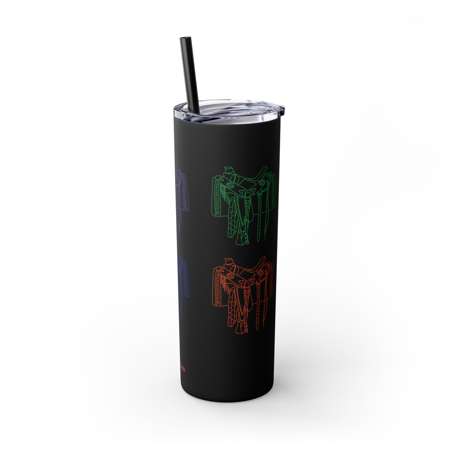 Western Saddle, Skinny Tumbler with Straw, 20oz