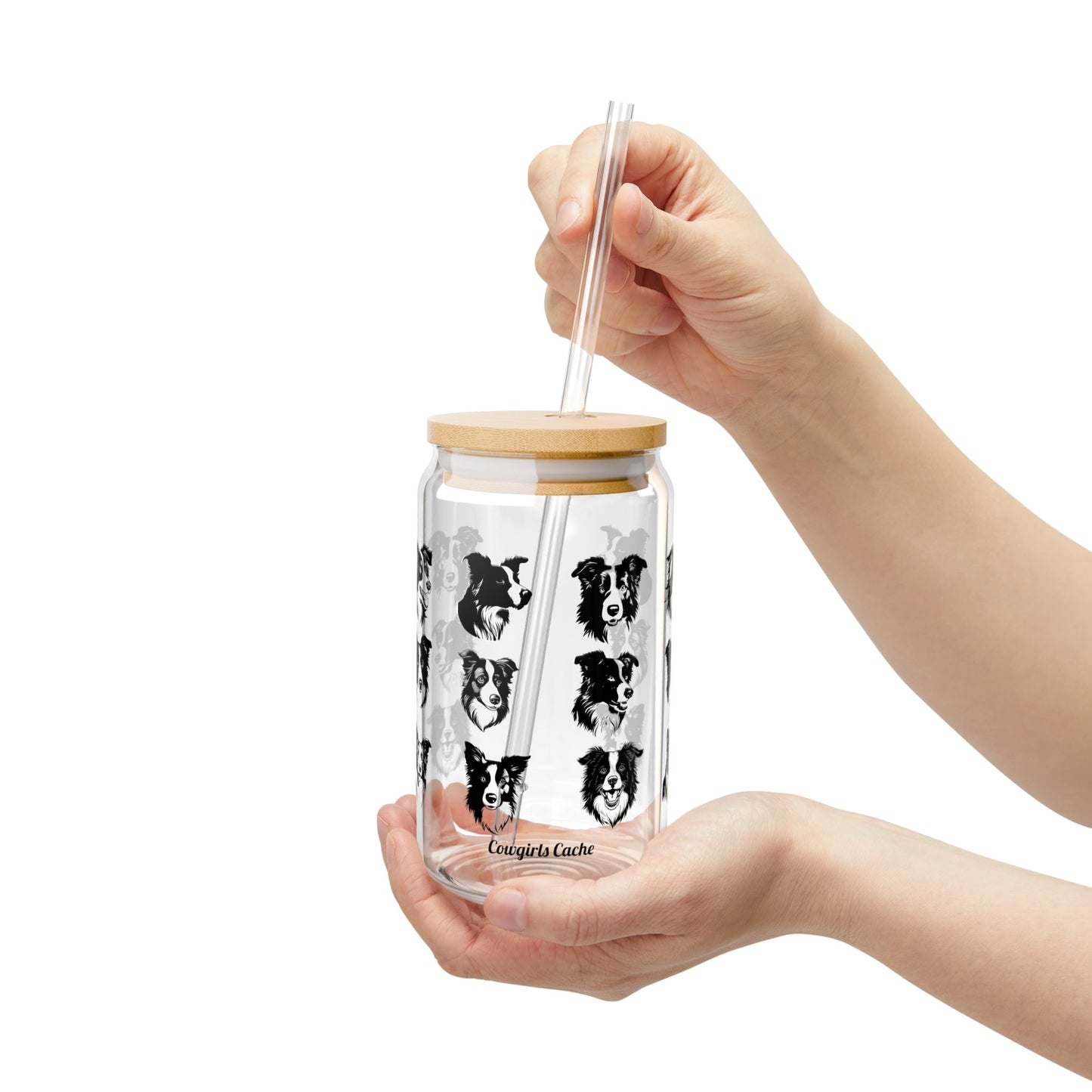 Border Collie, Sipper Glass, 16oz