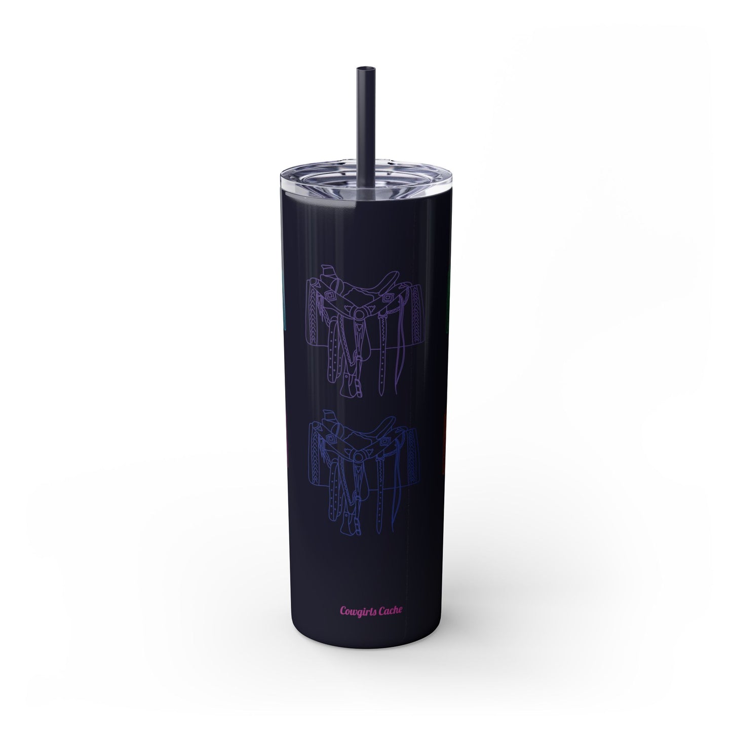 Western Saddle, Skinny Tumbler with Straw, 20oz