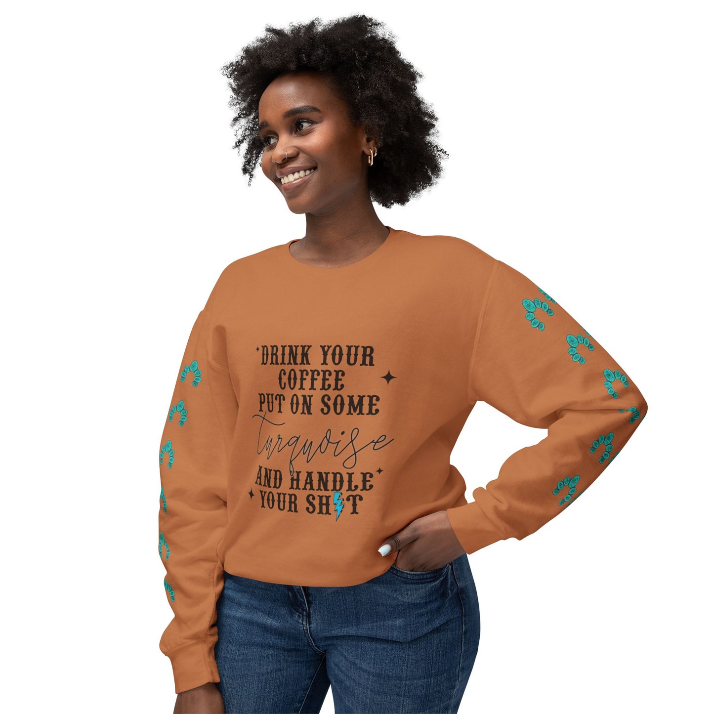 Western Coffee and Turquoise Sweatshirt