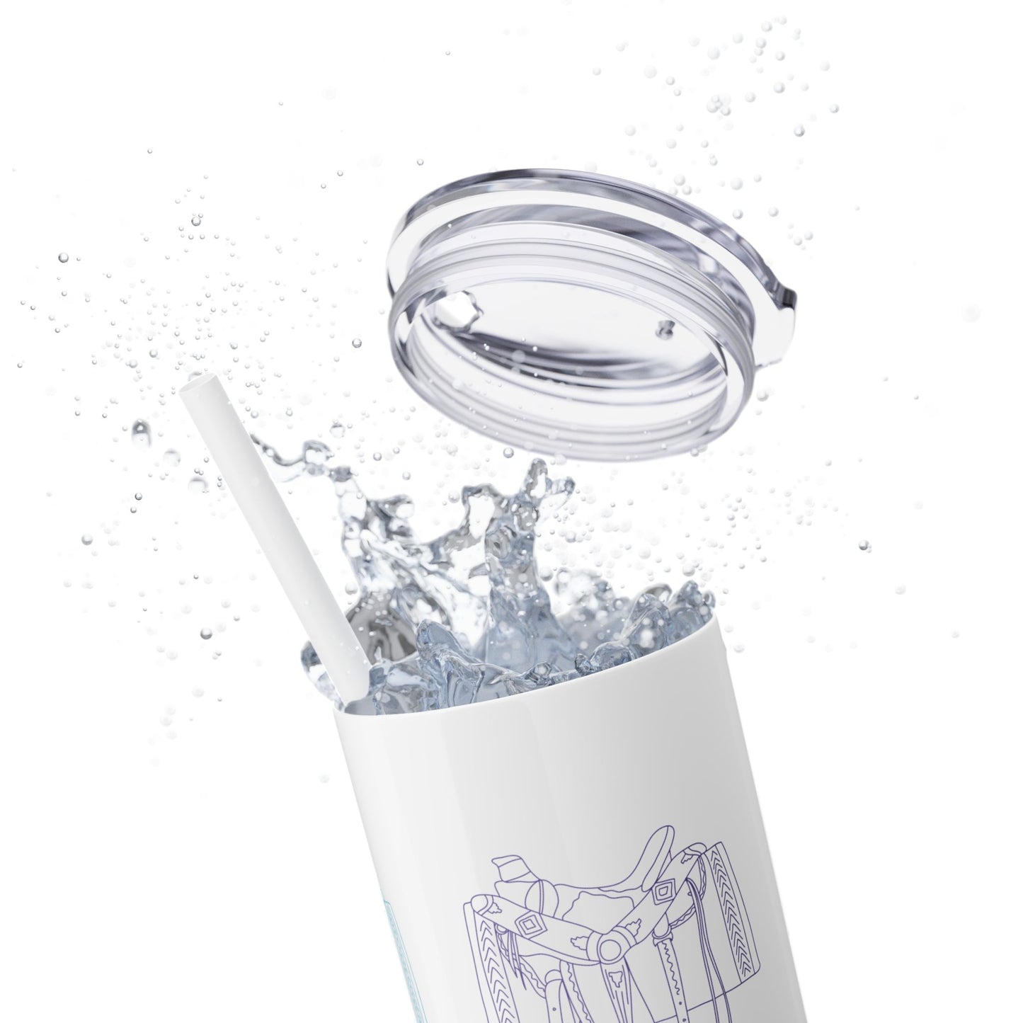 Western Saddle, Skinny Tumbler with Straw, 20oz