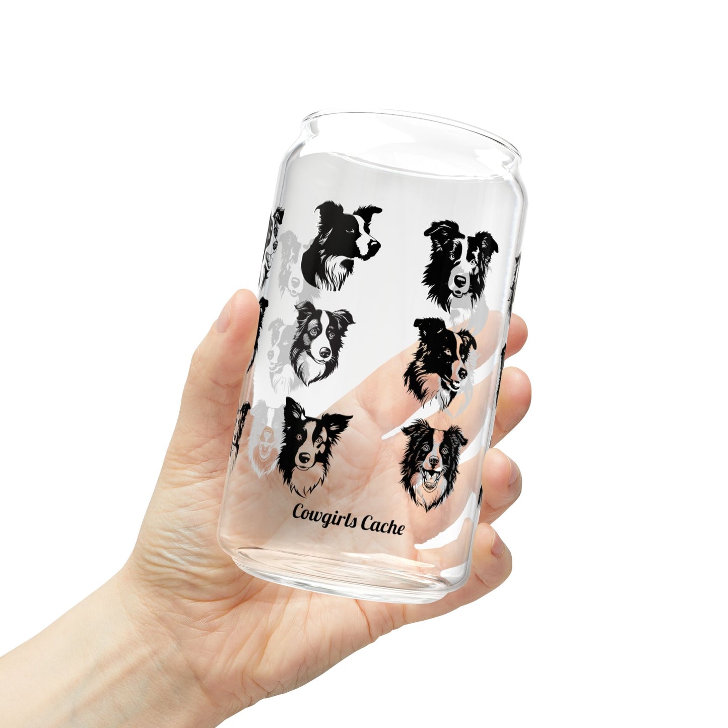 Border Collie, Sipper Glass, 16oz