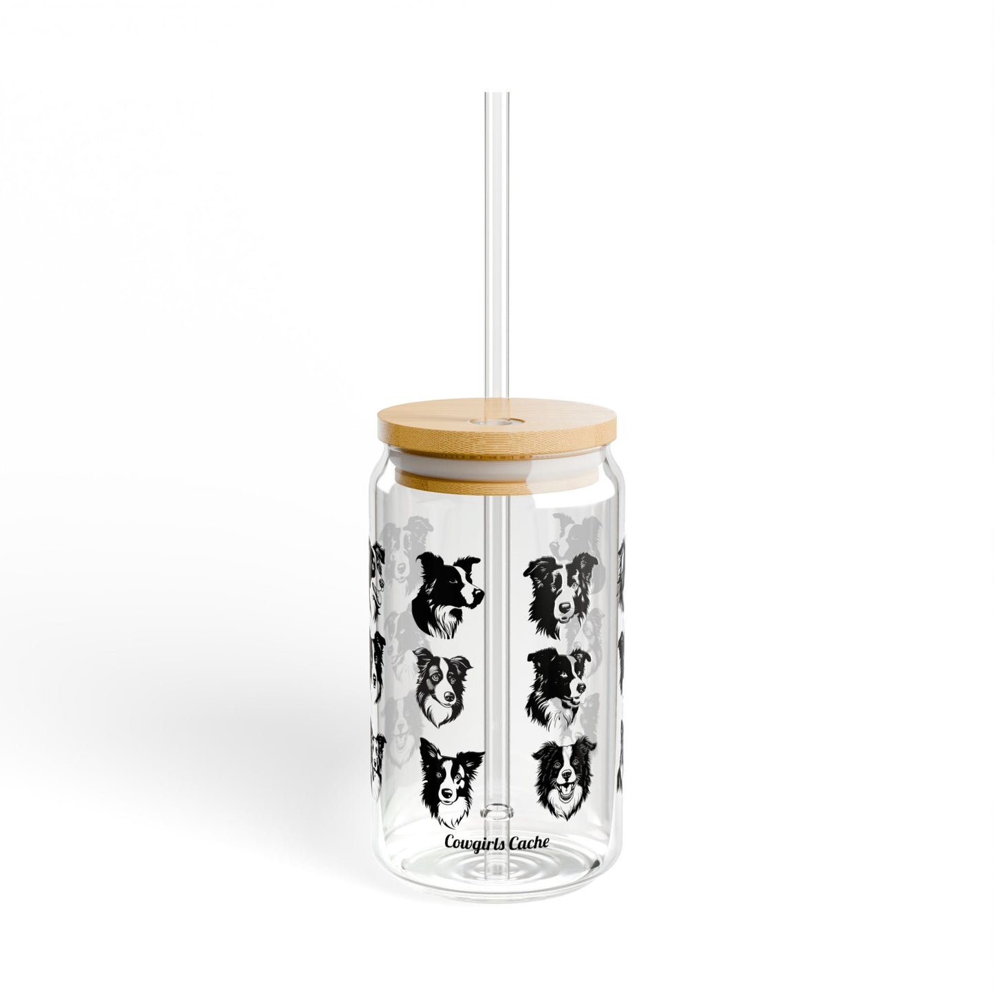 Border Collie, Sipper Glass, 16oz
