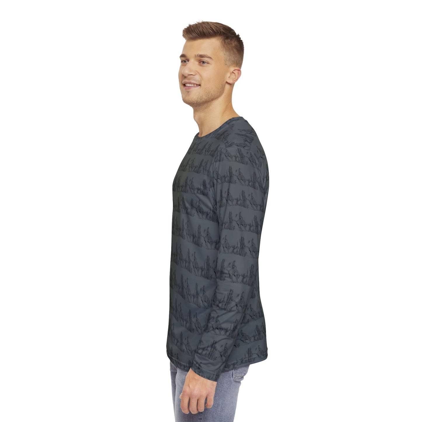 Let'er Buck, Men's Long Sleeve Shirt (AOP)