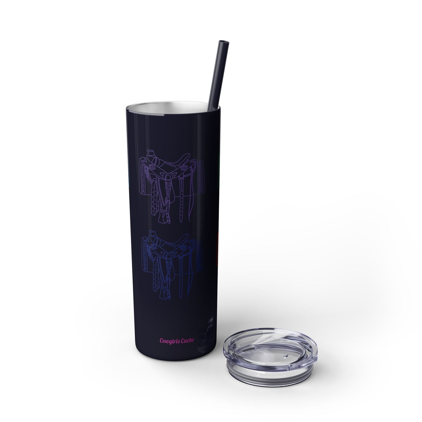 Western Saddle, Skinny Tumbler with Straw, 20oz