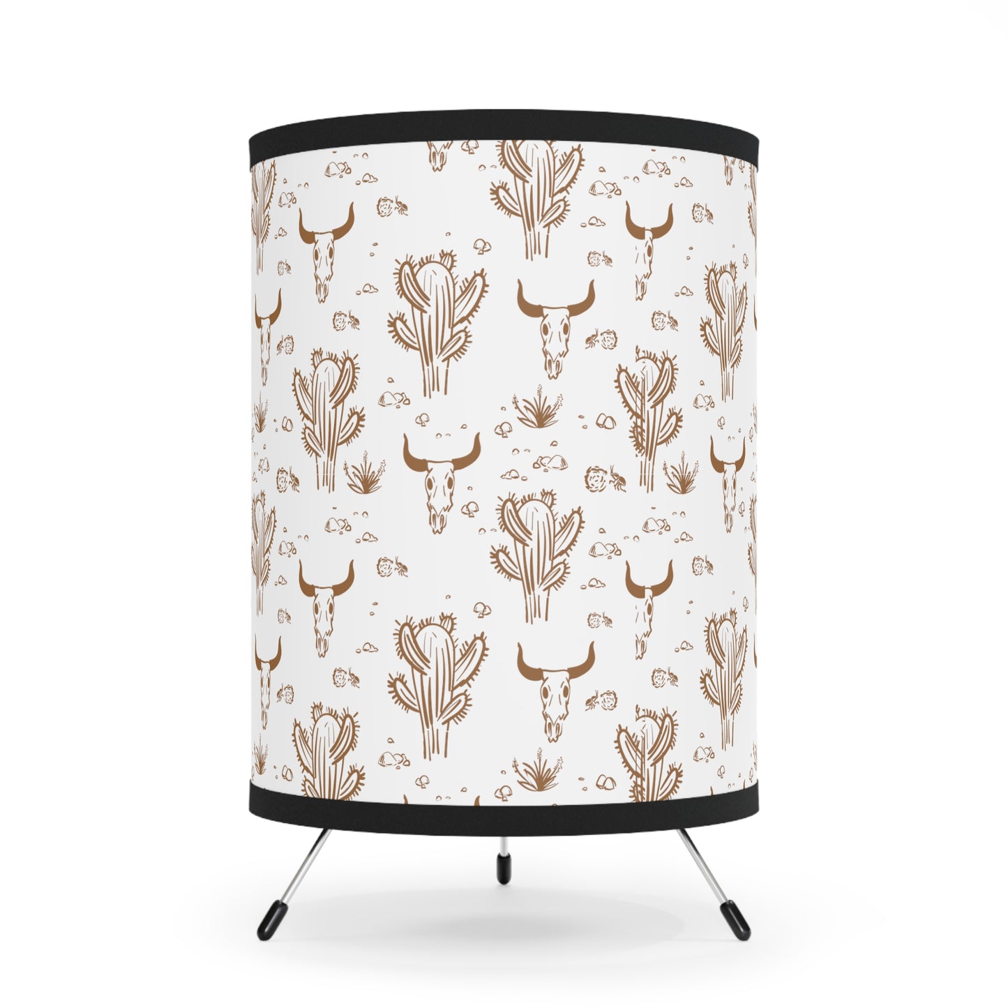 Longhorn Skull, Tripod Lamp with High-Res Printed Shade, US\CA plug