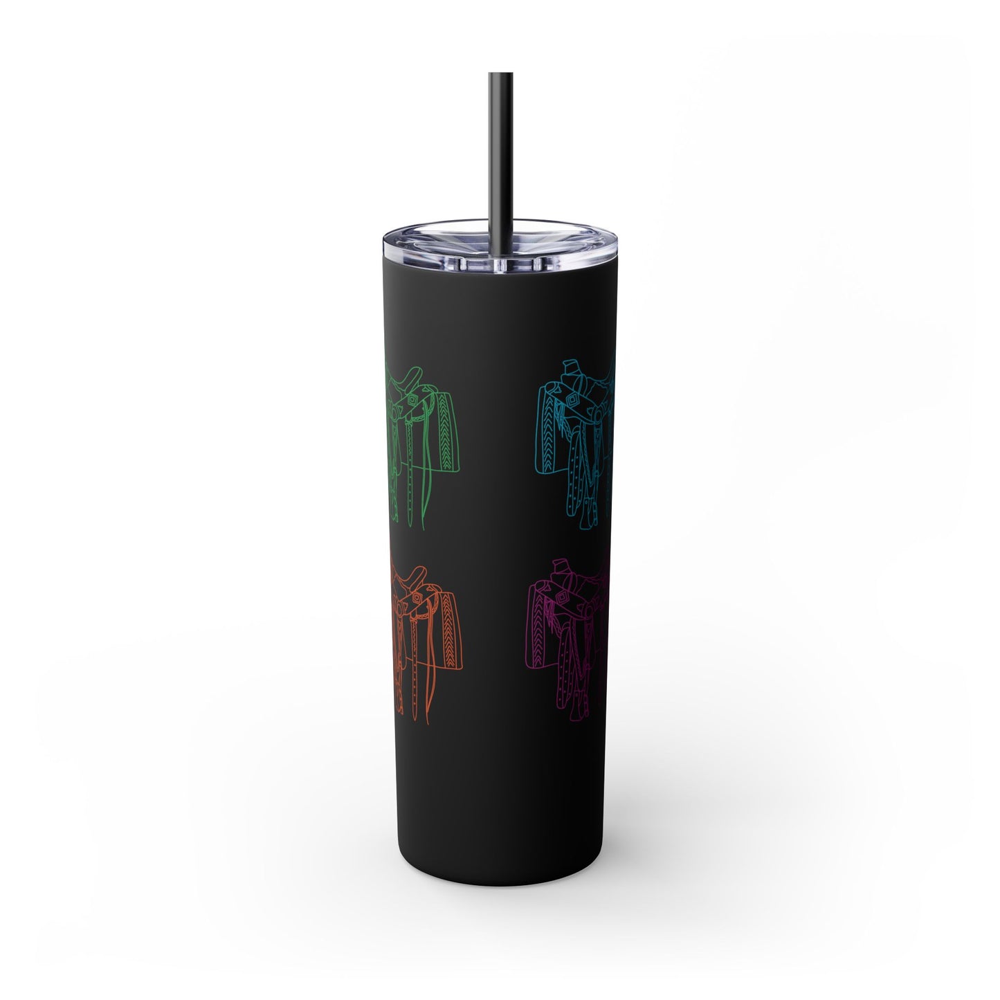 Western Saddle, Skinny Tumbler with Straw, 20oz