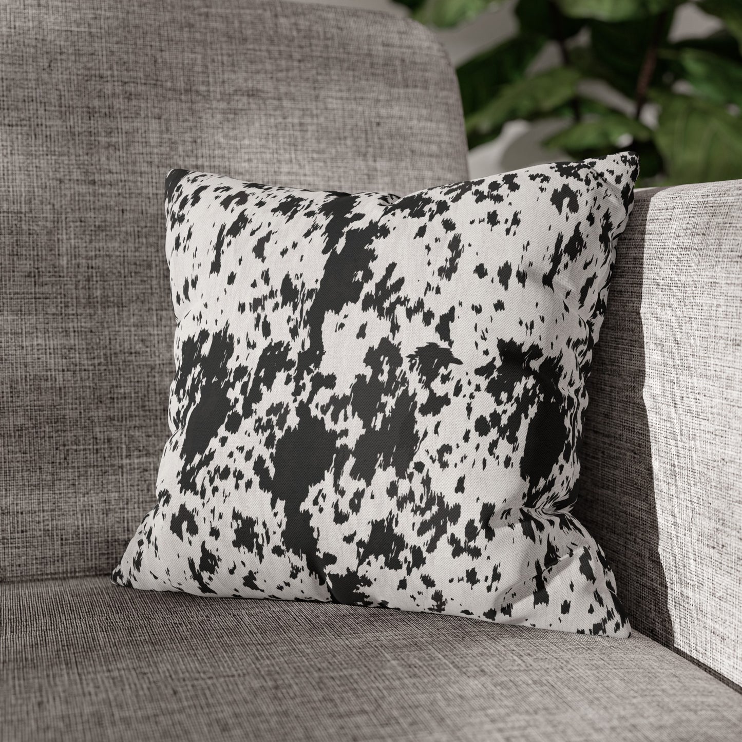 Cowhide, Spun Polyester Square Pillowcase
