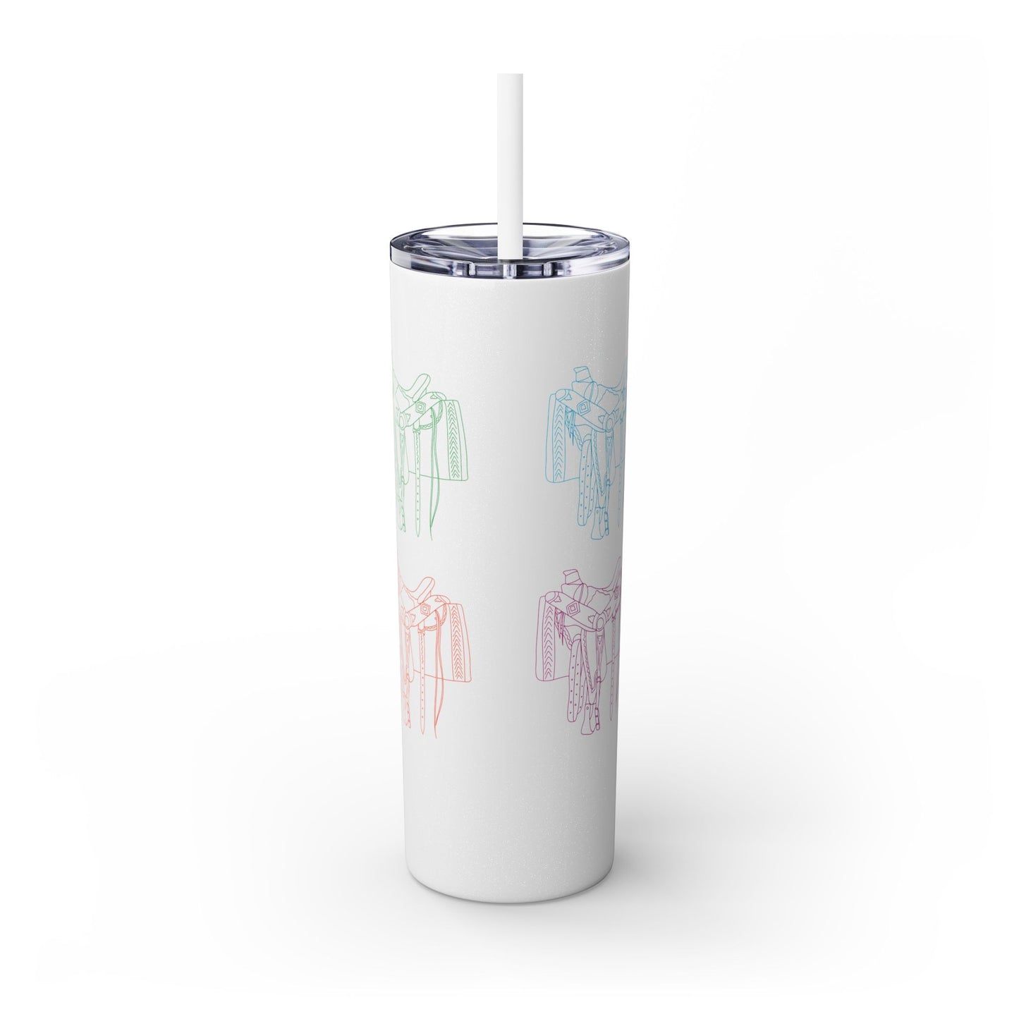 Western Saddle, Skinny Tumbler with Straw, 20oz