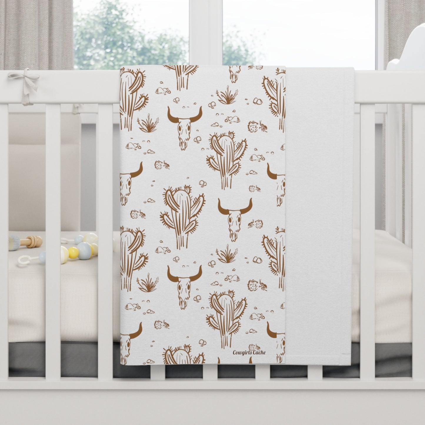 Longhorn Skull, Soft Fleece Baby Blanket