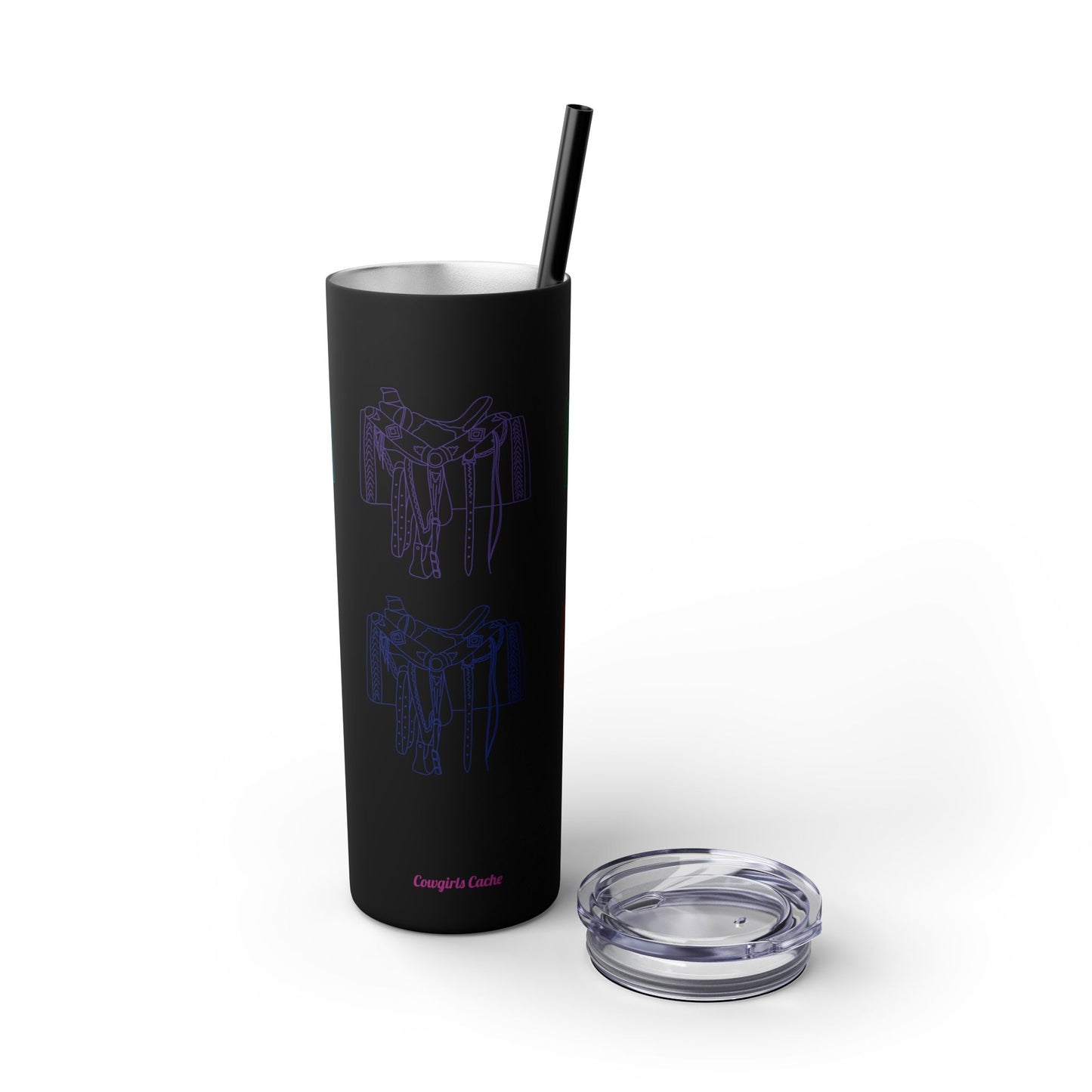 Western Saddle, Skinny Tumbler with Straw, 20oz
