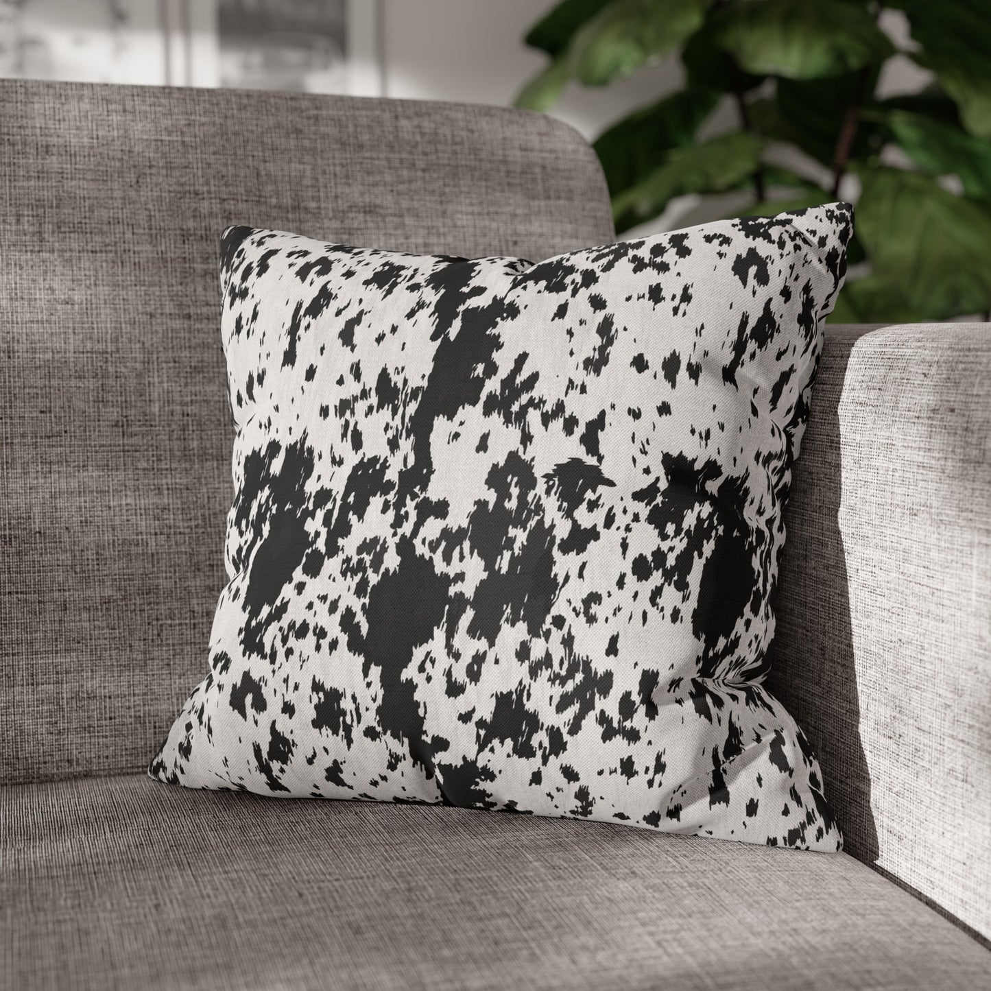Cowhide, Spun Polyester Square Pillowcase