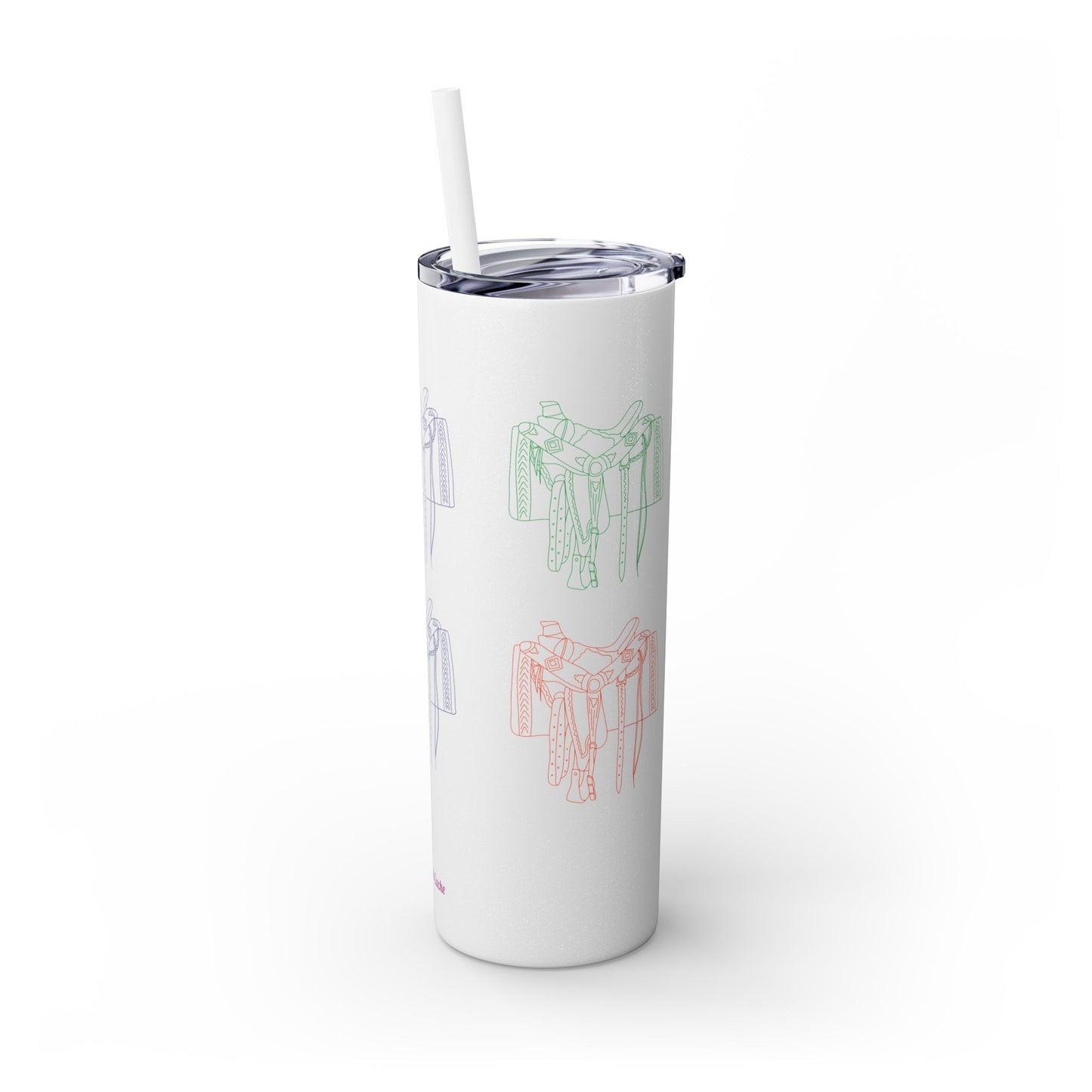 Western Saddle, Skinny Tumbler with Straw, 20oz