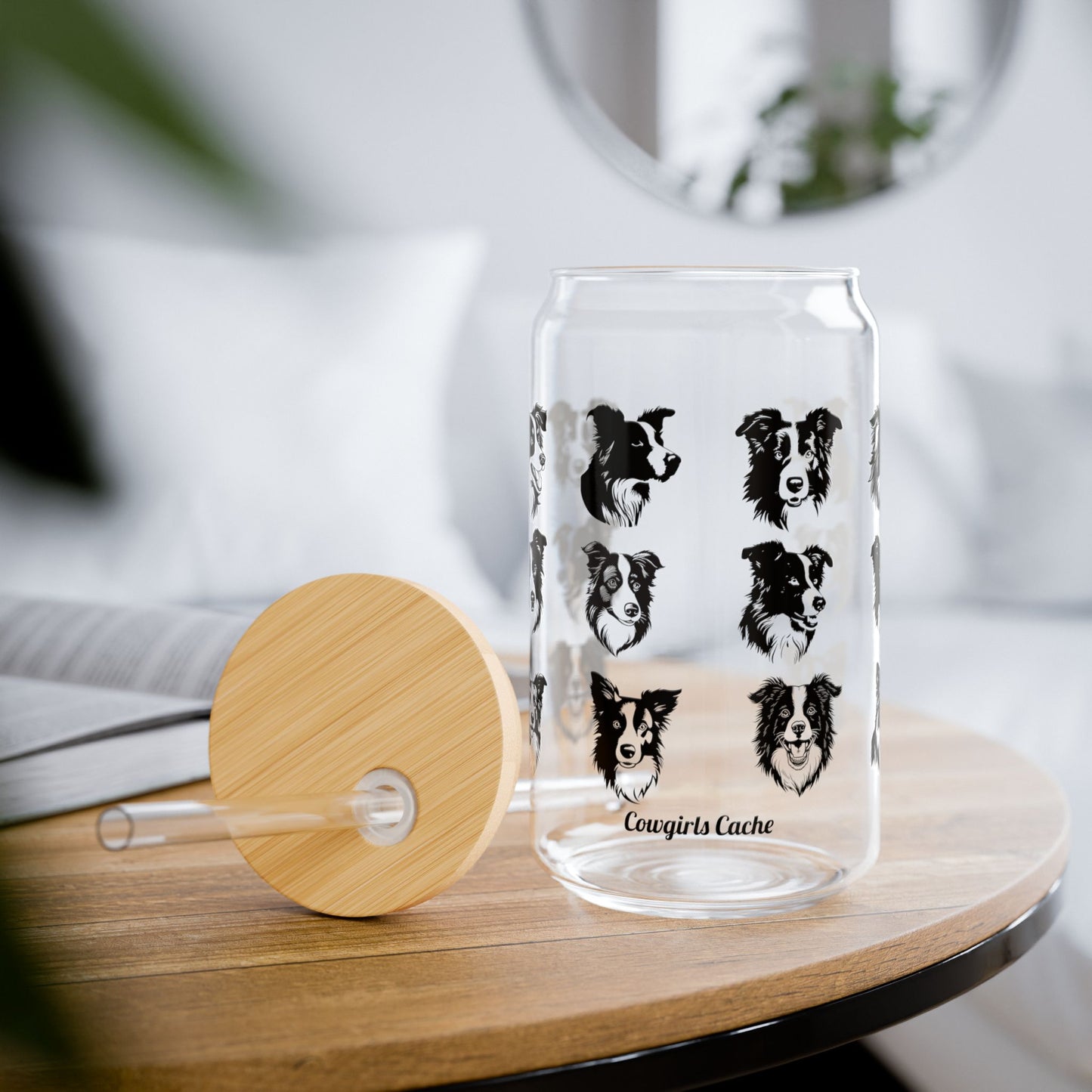 Border Collie, Sipper Glass, 16oz