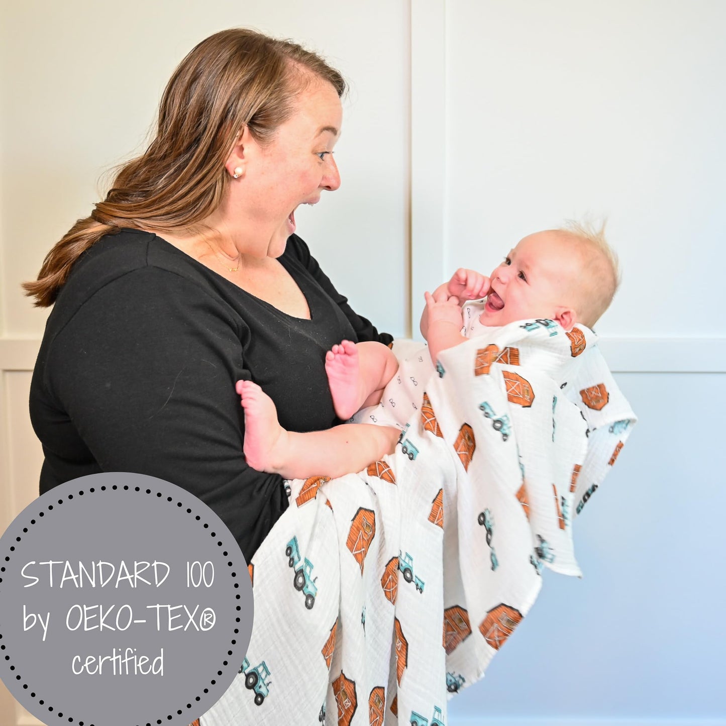 LollyBanks Swaddle Blanket | 100% Muslin Cotton | Gender Neutral Newborn and Baby Nursery Essentials for Girls and Boys, Registry | Cowboy Boot and Horseshoe 2 Pack