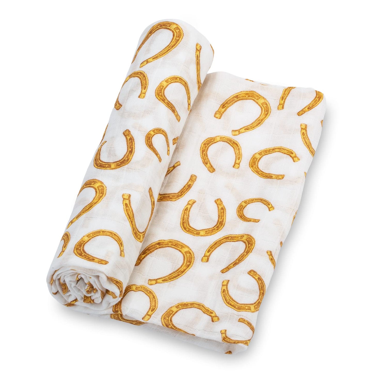 LollyBanks Swaddle Blanket | 100% Muslin Cotton | Gender Neutral Newborn and Baby Nursery Essentials for Girls and Boys, Registry | Cowboy Boot and Horseshoe 2 Pack