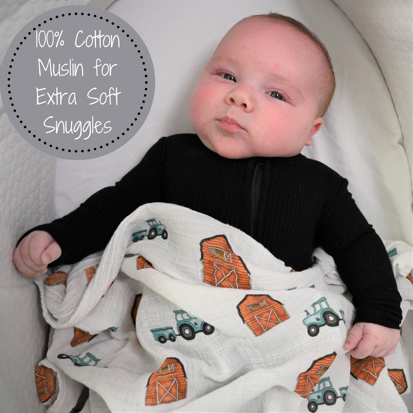 LollyBanks Swaddle Blanket | 100% Muslin Cotton | Gender Neutral Newborn and Baby Nursery Essentials for Girls and Boys, Registry | Cowboy Boot and Horseshoe 2 Pack