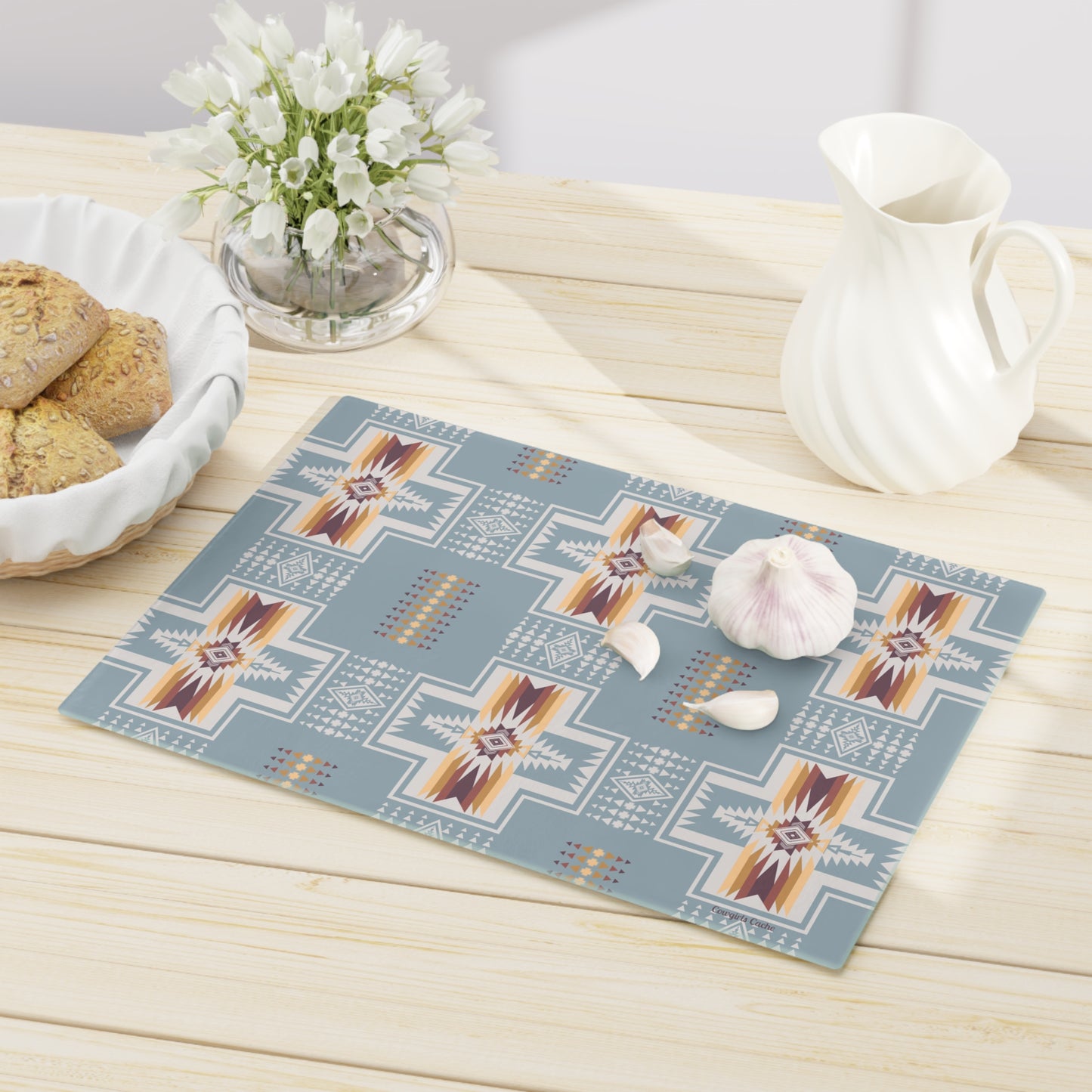 Glass Cutting Board - Native American Print