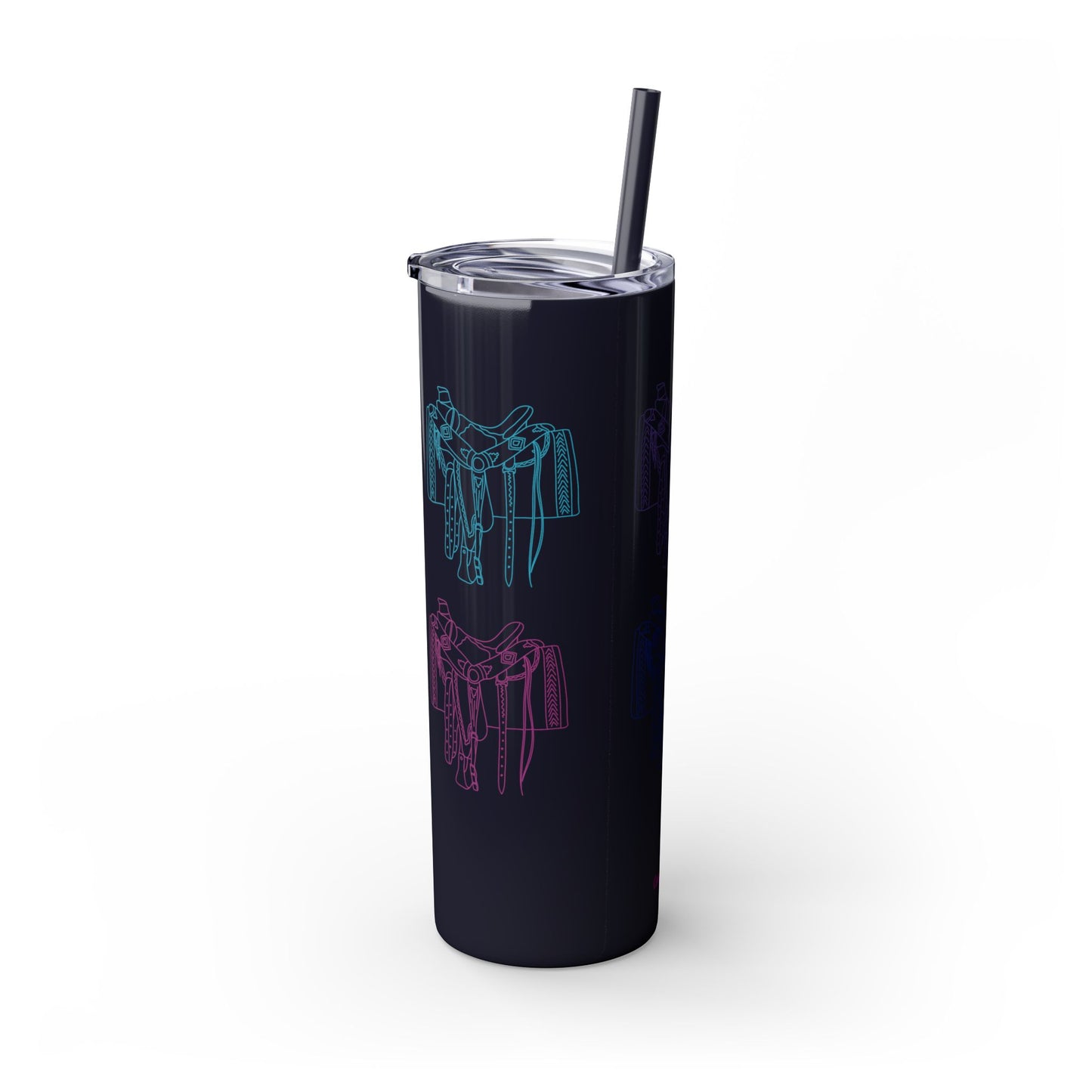 Western Saddle, Skinny Tumbler with Straw, 20oz