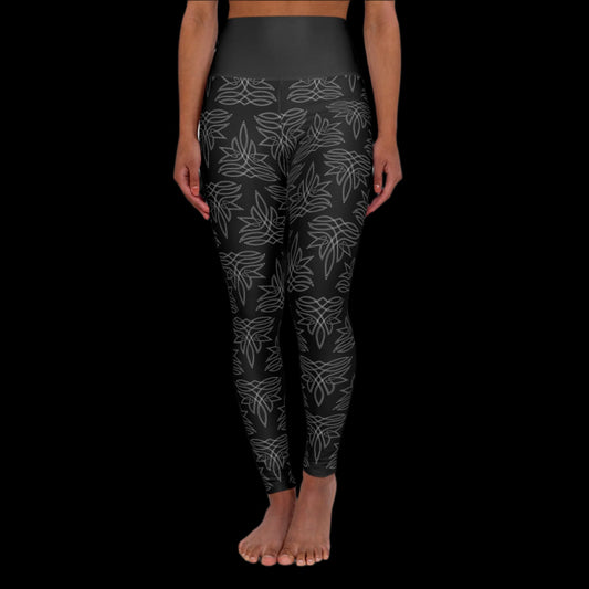 Boot Stitch, High Waisted Yoga Leggings (AOP)