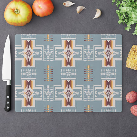 Glass Cutting Board - Native American Print