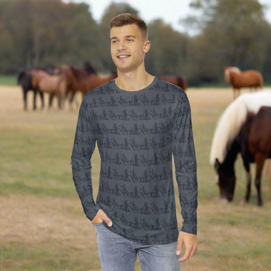 Let'er Buck, Men's Long Sleeve Shirt (AOP)