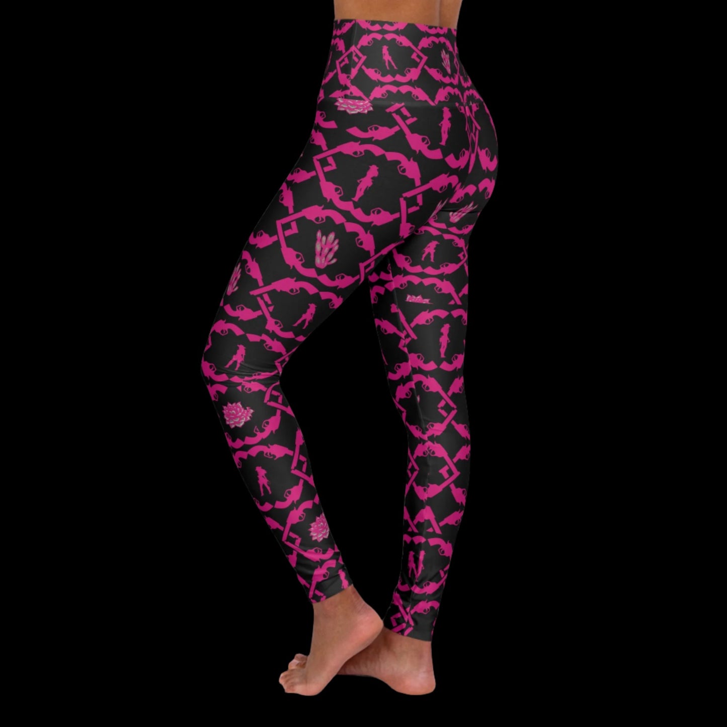 Black Gun Slinger , High Waisted Yoga Leggings (AOP)