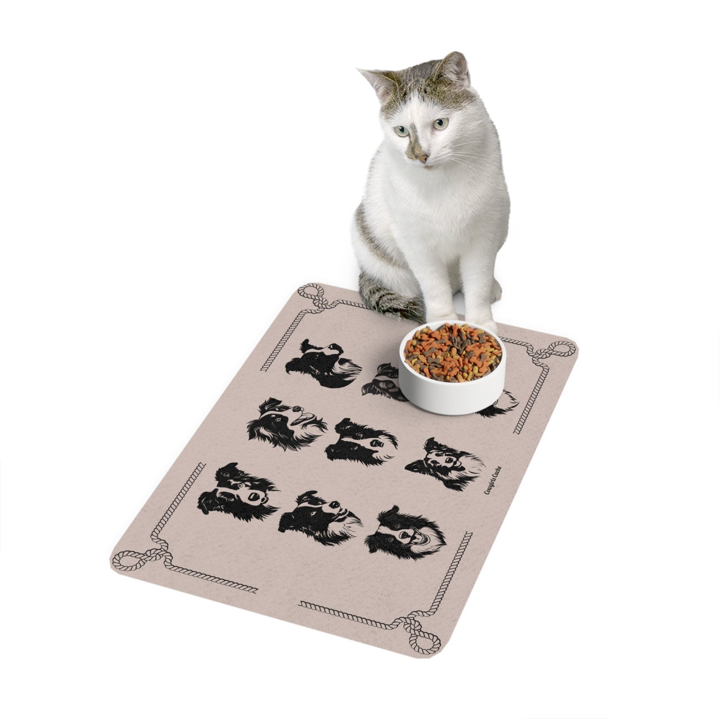 Border Collie, outline Pet Food Mat (12x18)