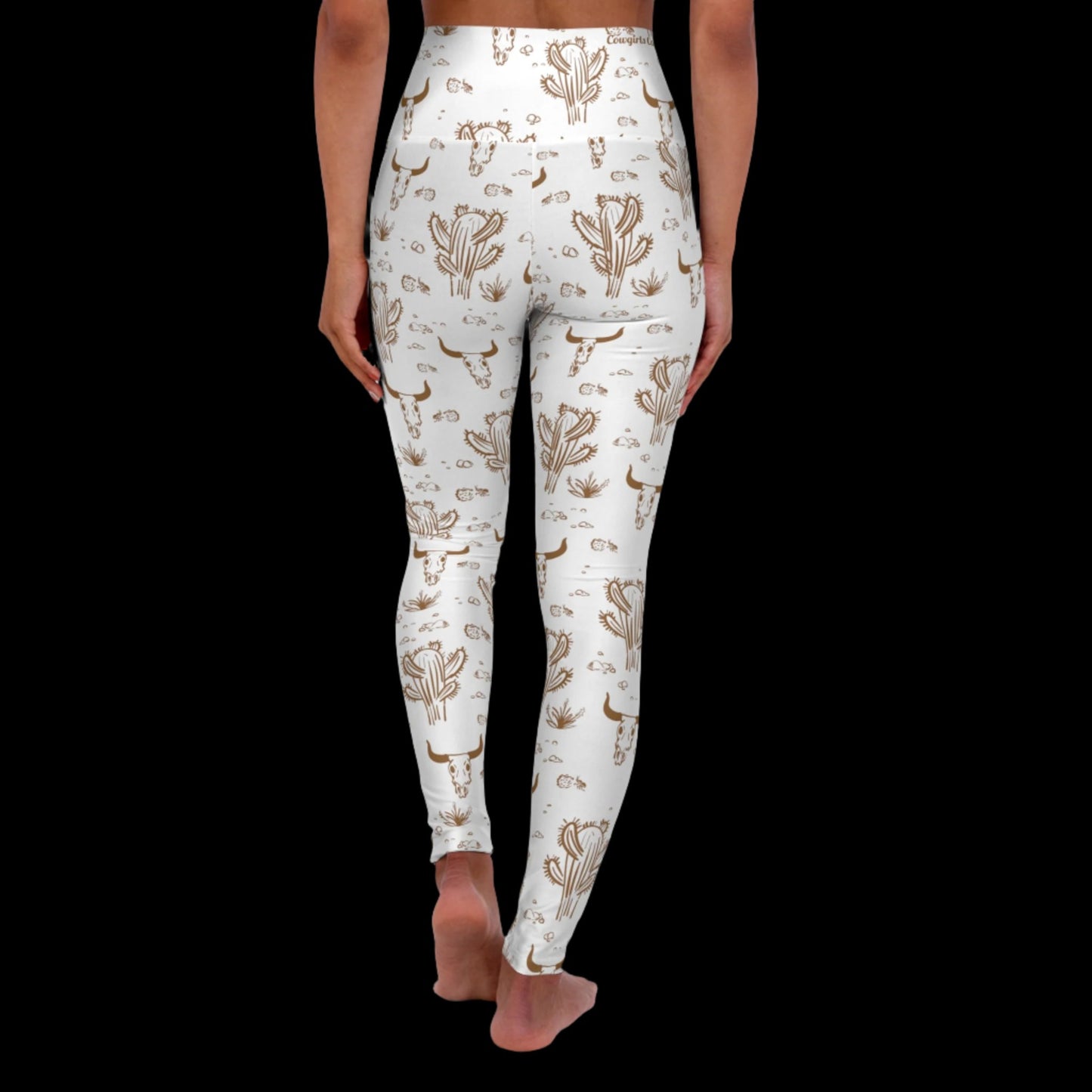 Longhorn Skull, High Waisted Yoga Leggings (AOP)