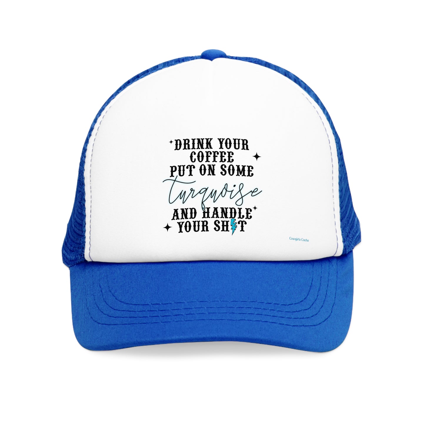 Mesh Cap Coffee And Turquoise Western Ball Cap