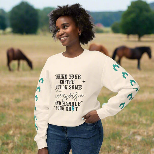 Western Coffee and Turquoise Sweatshirt