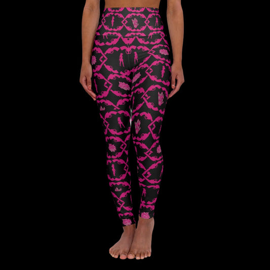 Black Gun Slinger , High Waisted Yoga Leggings (AOP)