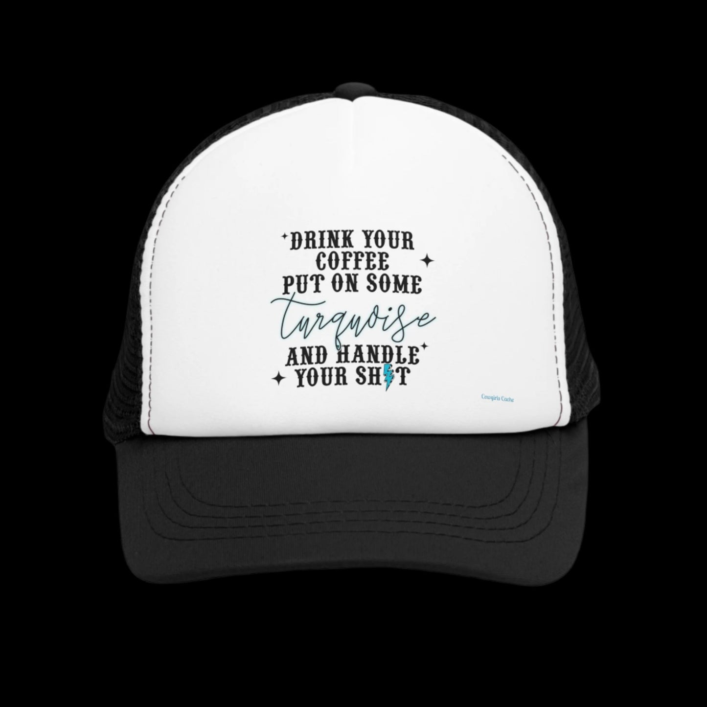 Mesh Cap Coffee And Turquoise Western Ball Cap