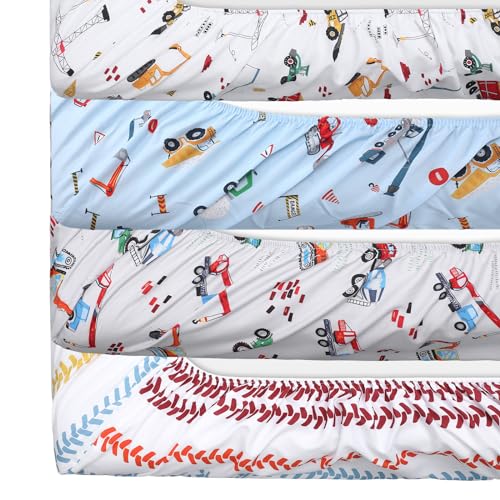 4 Pcs Western Cowboy Crib Sheet Set Baby Sheet Newborn Bedding Nursery Crib Sheets for Girl Boys Baby Gifts for Standard Crib and Toddler Mattresses, 52 x 28 x 8 Inches