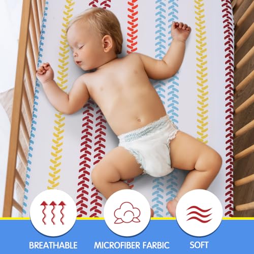 4 Pcs Western Cowboy Crib Sheet Set Baby Sheet Newborn Bedding Nursery Crib Sheets for Girl Boys Baby Gifts for Standard Crib and Toddler Mattresses, 52 x 28 x 8 Inches