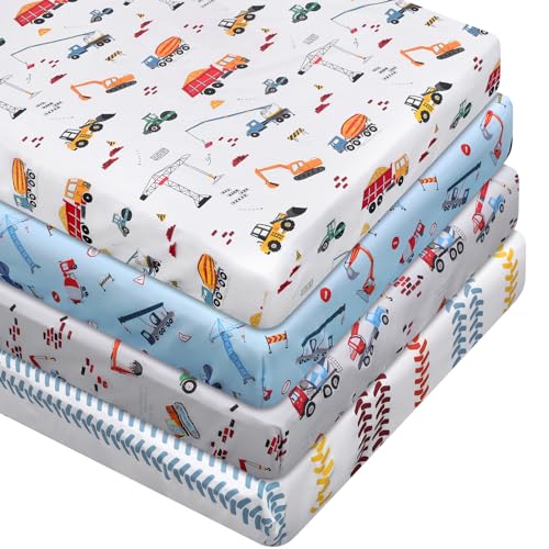 4 Pcs Western Cowboy Crib Sheet Set Baby Sheet Newborn Bedding Nursery Crib Sheets for Girl Boys Baby Gifts for Standard Crib and Toddler Mattresses, 52 x 28 x 8 Inches