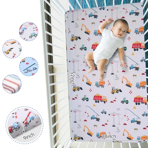 4 Pcs Western Cowboy Crib Sheet Set Baby Sheet Newborn Bedding Nursery Crib Sheets for Girl Boys Baby Gifts for Standard Crib and Toddler Mattresses, 52 x 28 x 8 Inches