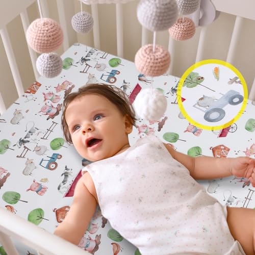 4 Pcs Western Cowboy Crib Sheet Set Baby Sheet Newborn Bedding Nursery Crib Sheets for Girl Boys Baby Gifts for Standard Crib and Toddler Mattresses, 52 x 28 x 8 Inches