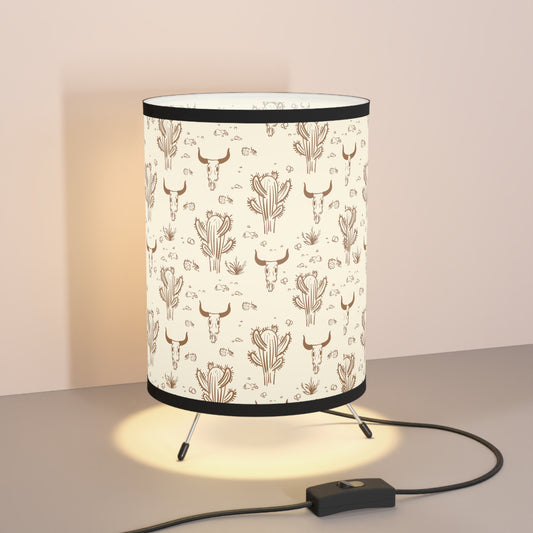 Longhorn Skull, Tripod Lamp with High-Res Printed Shade, US\CA plug