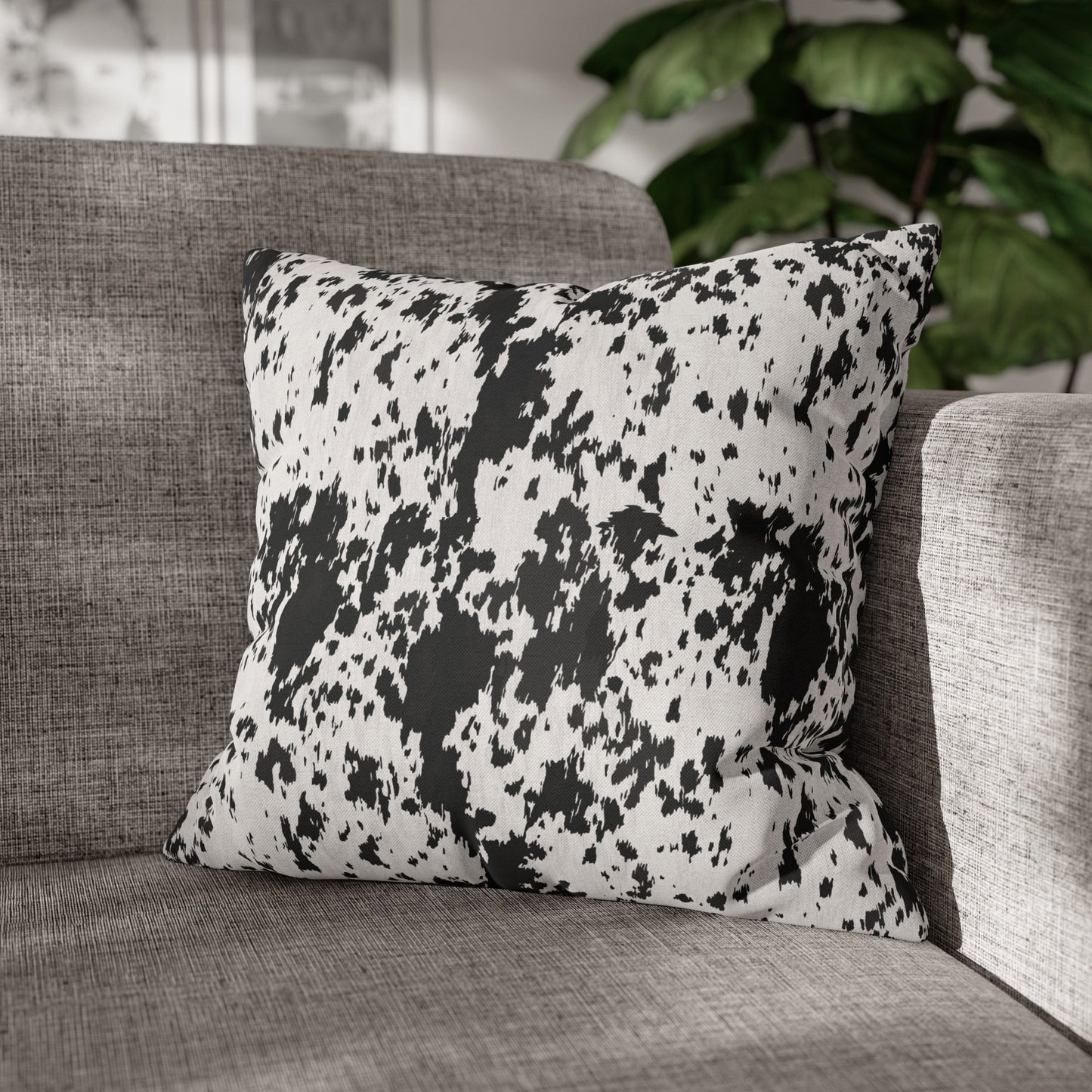 Cowhide, Spun Polyester Square Pillowcase